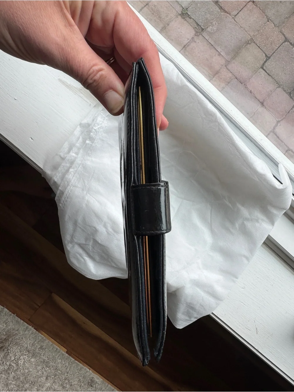 CHANEL Black Patent Leather CC Logo wallet